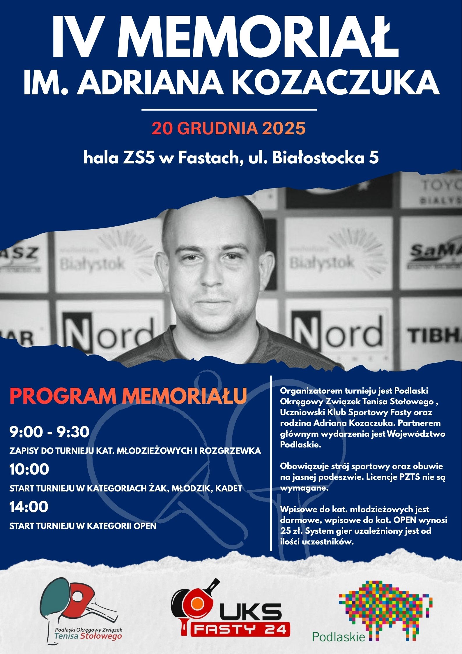 You are currently viewing IV Memoriał im. Adriana Kozaczuka (20.12.2025, Fasty)